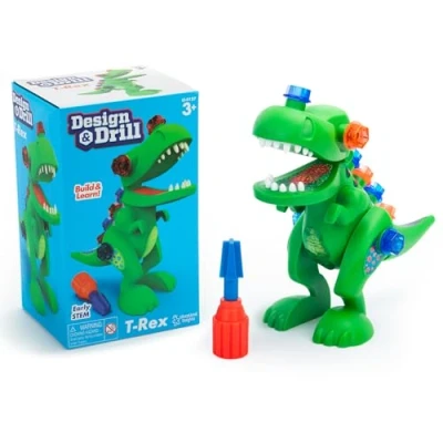 Immagine di Learning Resources Giocattolo Dinosauro T Rex Design &amp; Drill, Gioco da Scomporre con 12 Pezzi e Cacciavite, STEM, Scienza, dai 3 Anni