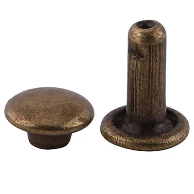 Immagine di 100 Set Doppio Cappuccio Rivetto Arrotondamenti Rivetti Metallo Borchie Rapidi Kit 6 x 8mm per Riparazioni Artigianali in Pelle(Bronze)