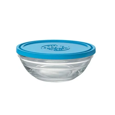 Immagine di DURALEX 9065 AM12 Lys Ciotola Rotonda con Coperchio Vetro Trasparente/Blu 14,2 cm