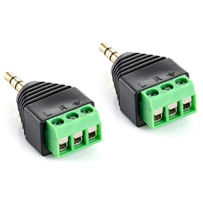 Immagine di POPPSTAR Connettore jack audio (adattatore spina 3,5 mm maschio a terminal block 3 pin), 2 pezzi