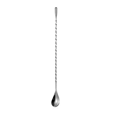 Immagine di cucchiaio da bar con manico lungo a spirale, in acciaio inox, per mescolare barista, cocktail (1 confezione 50 cm, argento)