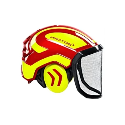 Immagine di Protos 204002 10 12, casco forestale da 54 62 cm, colore giallo e rosso