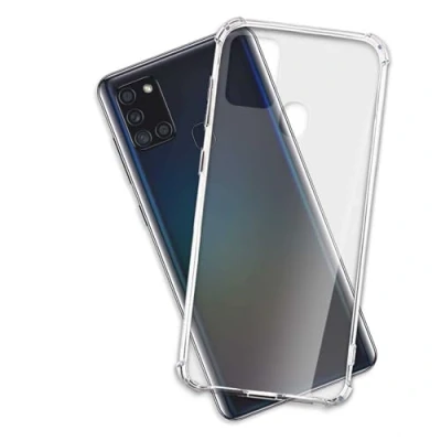 Immagine di mtb more energy® Custodia Crystal Armor per Samsung Galaxy A21s (SM A217, 6.5&#039;&#039;) Hard PC Back &amp; Soft Silikon Bumper Angoli rinforzati Trasparente TPU Case Cover