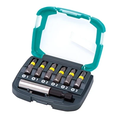 Immagine di wolfcraft Bit box con impronta a croce (PH 13), 7 pezzi I 2976000 6 inserti Solid di diverse dimensioni, portainserto incluso