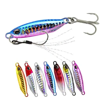Immagine di 7 Pezzi Esche Da Pesca in Metallo Esca Jigging Caduta Lenta Sinking Metal Jigs Con Ganci Piuma Per Acqua Salata Dolce 6 cm 32 g