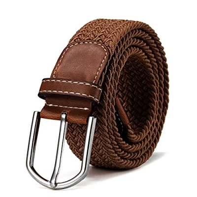 Immagine di Cintura in tessuto elasticizzato da donna e uomo lunghezza 100 a 130 cm intrecciata marrone chiaro