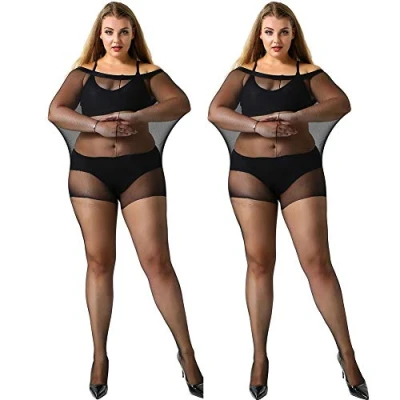 Immagine di Manzi Collant da donna contenitivi e ultra morbidi, per taglie forti, 2 paia Nero (trasparente) XXXX Large