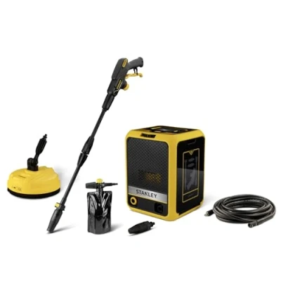 Immagine di Stanley Idropulitrice SXPW19CP, Compatta, ad Alta Pressione, per Auto ed Esterni Casa, con Lavapavimenti, Pressione max. 150 bar, Portata 460 l/h, Potenza Assorbita 1900 W