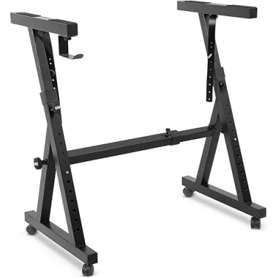 Immagine di Pyle Supporto Universale Elettronico Nero Z Style per Tastiera/Organo, Regolabile in Altezza e Larghezza, Ruote Bloccabili, Struttura Robusta