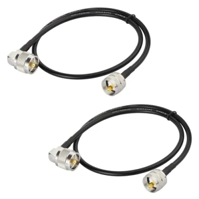 Immagine di Superbat Cavo PL259 UHF CB 60cm Coassiale RG58 Maschio Verso a Angolo Retto, per Radio HAM e CB, Analizzatore di Antenna, Carico Fittizio, SWR (2 pezzi)