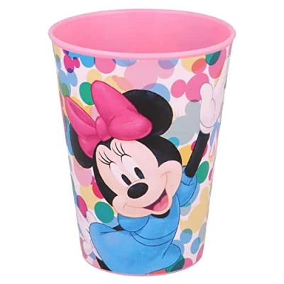 Immagine di Bicchiere in plastica per Bambini con Grafica di Disney Minnie da 260 ml, senza BPA, riutilizzabile e lavabile, non adatto al microonde