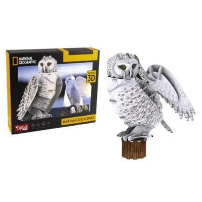 Immagine di EXPLORA Gufo delle Nevi Puzzle 3D 540214 62Pezzi Animali Livello 4 Senza Colla o Forbici Uccelli Costruzione Licenza National Geographic Gioco di A partire da 8anni
