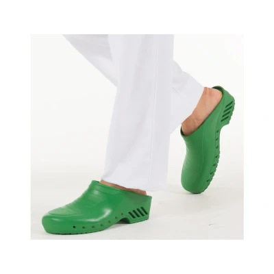 Immagine di Gima Zoccoli Professionali, Anatomici, Unisex, Antiscivolo, Antistatici, Tomaia Non Forata, Suola Colore Verde, Misura 41 EU, 1 Paio