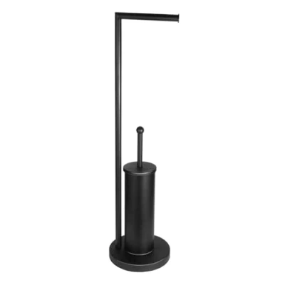 Immagine di Portarotolo per WC in acciaio inox opaco con porta spazzolino, montaggio senza viti, antiruggine, supporto carta igienica, combinazione 2 1