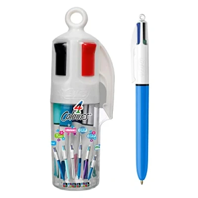 Immagine di BIC 4 Colori, Penne Multicolore, Set 6 a Sfera Scatto con Inchiostri Classici, Fusti Assortiti, Cancelleria Scuola e Università