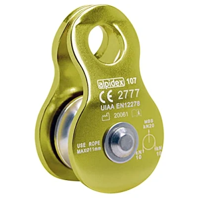 Immagine di ALPIDEX Carrucola Puleggia 20 KN Mobile Pulley Blocco per Corde con Un Diametro Fino A 11 mm EN12278, Colore: Green