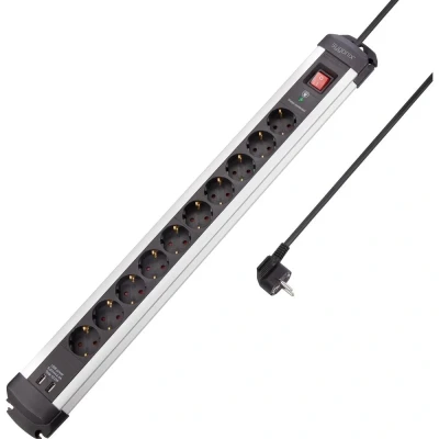 Immagine di Sygonix SY 4755608 Multipresa con protezione da sovratensioni Argento, Nero 1 pz.