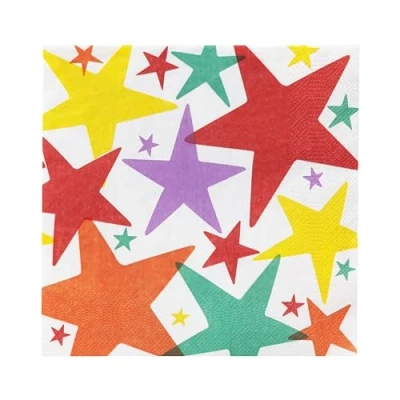Immagine di Talking Tables 20 tovaglioli di carta per compleanno a forma stella, decoupage, forniture feste, decorazioni da tavola usa e getta, prodotti riciclabili imballaggi