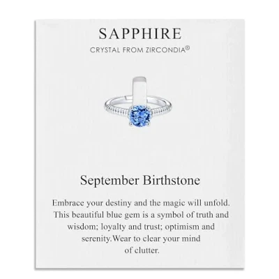 Immagine di Philip Jones Settembre (Zaffiro) Anello Regolabile con Pietra Portafortuna Creato Cristalli Zircondia®