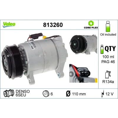 Immagine di VALEO 813260 compressore Aria Condizionata 6SEU 12 PAG 46 R 134a con olio BMW: 5 Touring, X3, 2 Active Tourer, MINI: Countryman