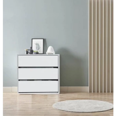 Immagine di Dmora Cassettiera comò 3 cassetti, Legno cm. 60 x 57 44, Bianco Opaco, Unico