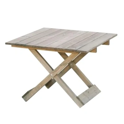 Immagine di ITA Tavolo da giardino pieghevole grigio in legno per giardino, balcone, terrazza Salvaspazio, pieghevole, resistente alle intemperie, naturale, compatto, Made EU