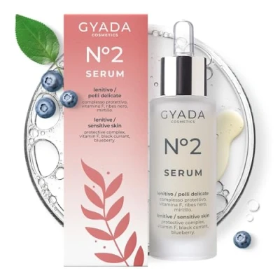 Immagine di GYADA COSMETICS, Siero Viso N.2 Lenitivo, per Pelli Sensibili, Reattive, Delicate e con Couperose, ad Azione Emolliente Protettiva, a Base di Aloe Vera, 30 ml
