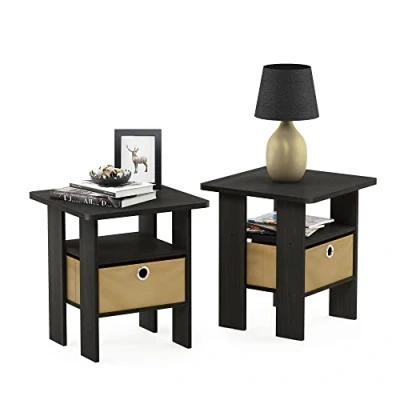 Immagine di Furinno Andrey tavolino comodino con cassetto portaoggetti, Espresso/Marrone, Set di 2