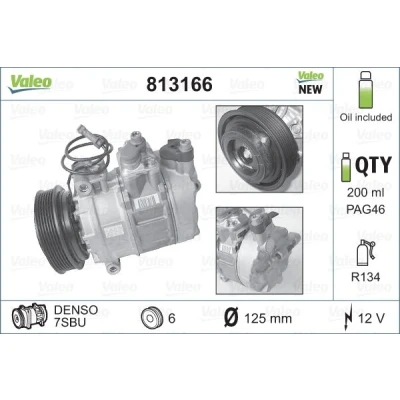 Immagine di VALEO 813166 compressore Aria Condizionata 7SBU16 12 PAG 46 R 134a con olio NEW ORIGINAL PART AUDI: A4 B5 Avant, A8 D2, Allroad C5