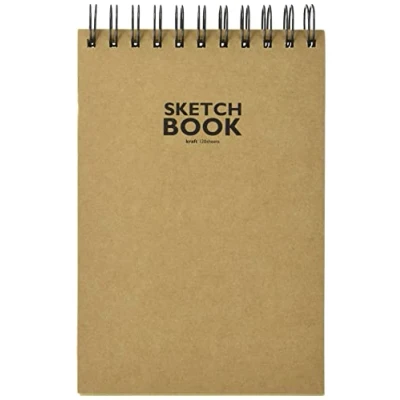 Immagine di Sketchbook Blocco da Disegno con Rilegatura a Spirale, DIN A5, 120 Fogli, 100 g/m², Carta Kraft riciclabile in Fibre Naturali Non sbiancate, unità