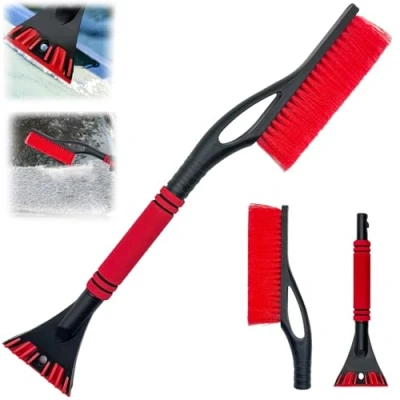 Immagine di Mino Plus Spazzola da Neve Auto,Raschietto Ghiaccio Auto,2 in 1 Raschietto per con Nev,con Impugnatura Morbida Antiscivolo Parabrezza e Finestrini Dell&#039;auto (Rosso)