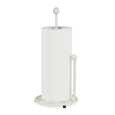 Immagine di Relaxdays Rotoli da Cucina Verticale, in Ghisa, Porta Carta Assorbente, Stile retrò, 33 cm di Altezza, Bianco