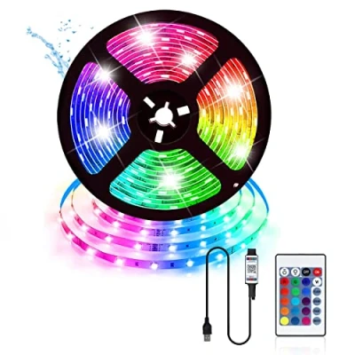 Immagine di 5M Striscia led tv luci camera da letto,led rgb 5050 USB con Telecomando a 25 Tasti Colorati Dimmerabile per Interni, Decorazioni,TV Retroilluminazione
