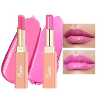 Immagine di Oulac rossetto 2 in 1 e balsamo per labbra, succoso lucido, labbra morbide idratate, finitura lucida secche, screpolate fragili, vegane