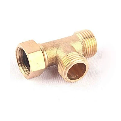 Immagine di Vogueing, connettore a 3 vie per tubo da 1/2&quot;, T uguale maschio e femmina, sistemi di tubazione acqua gas, oro (tipo C)