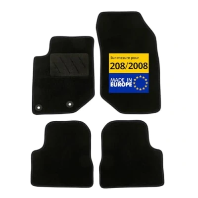 Immagine di DBS Tappetini auto Su misura per 208/2008 Con clip antiscivolo 4 pezzi