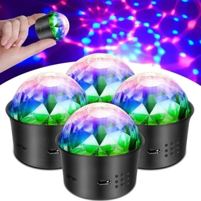 Immagine di HOSPAOP Mini sfera da discoteca, piccola palla 5 V, luce d&#039;atmosfera per bambini, camera di compleanno, feste, 4 pezzi
