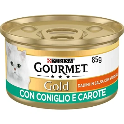 Immagine di GOURMET GOLD Dadini con coniglio e carote in salsa umido gatto gr. 85