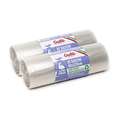Immagine di Gallo, 20 SacchettI Spazzatura in Plastica Riciclata, Extrastrong, 80x120cm, Trasparenti