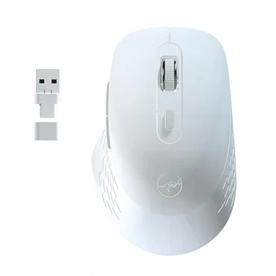 Immagine di Mobility Lab Omega Mouse senza fili Bluetooth Ergonomico, Ricevitore USB e C, Clic Silenziosi, DPI regolabili, Compatibile con MacOS Windows Bianco
