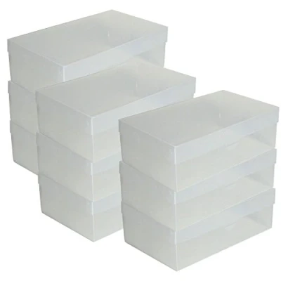 Immagine di DynaSun 9X PP437 Box Porta Scarpe Trasparente Uomo Donna in Contenitore Salvaspazio Portascarpe Storage Impilabile Pieghevole
