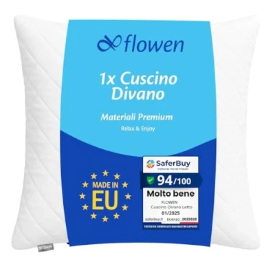 Immagine di Cuscino per Divano 80x80 Imbottitura Cuscini 1 pezzo Interno Decorativp Quadratp Morbidp con Federa in Cotone e Poliest. Bianca Anallergici Antiacaro Arredo Casa Salotto Letto Sfoderabile Lavabile
