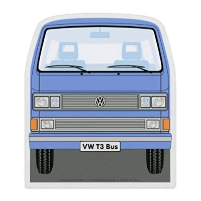 Immagine di Brisa VW Collection Raschia Ghiaccio Volkswagen in policarbonato, Accessorio Invernale per Auto con Design Campervan Bus T3 (Fronte Bus/Blu)