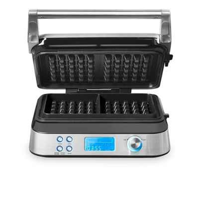 Immagine di GASTROBACK 42424 Piastra per waffle Advanced Control, 5 diversi programmi, 7 livelli di doratura, controllo tramite display LCD, 1600 Watt, acciaio INOX, colore: Argento