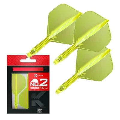 Immagine di Target Darts K Flex Integrated Dart Flight And Shaft, No.2 Giallo (Corto) Confezione da 3 No 2, Kflex precisione Modellata 2 in 1 voli per Freccette e Stelo