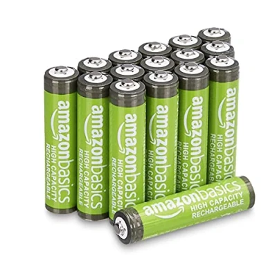 Immagine di Amazon Basics Batterie AAA ricaricabili, ad alta capacità, 850 mAh, NiMH, pre caricate, confezione da 16