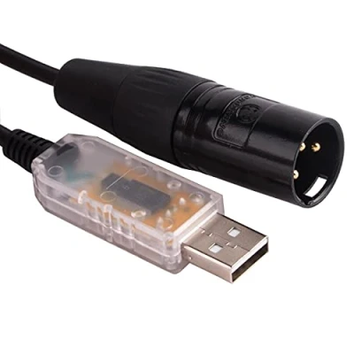 Immagine di Cavo adattatore USB a DMX 512 3PIN XLR Interface Computer PC Illuminazione Palcoscenico Controller Dimmer Freestyle Software RS485 convertitore seriale (alloggiamento trasparente,