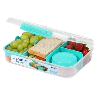 Immagine di Sistema TO GO Bento Box Crea Lunch con scomparti e snack pot 1,48 litri Senza BPA Menta verde acqua