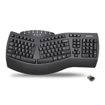 Immagine di Perixx Periboard 612B Tastiera wireless ergonomica split con Dual Mode 2.4G e funzione Bluetooth, compatibile Windows 10 Mac OS X System, nero, layout inglese USA