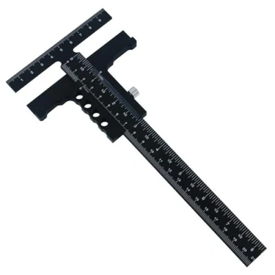 Immagine di Hattba Lavorazione del legno T Righello Carpenteria Scriber Marcatura Misuratore di Misura Strumento Multifunzionale Scribing in Alluminio Stile Regolare